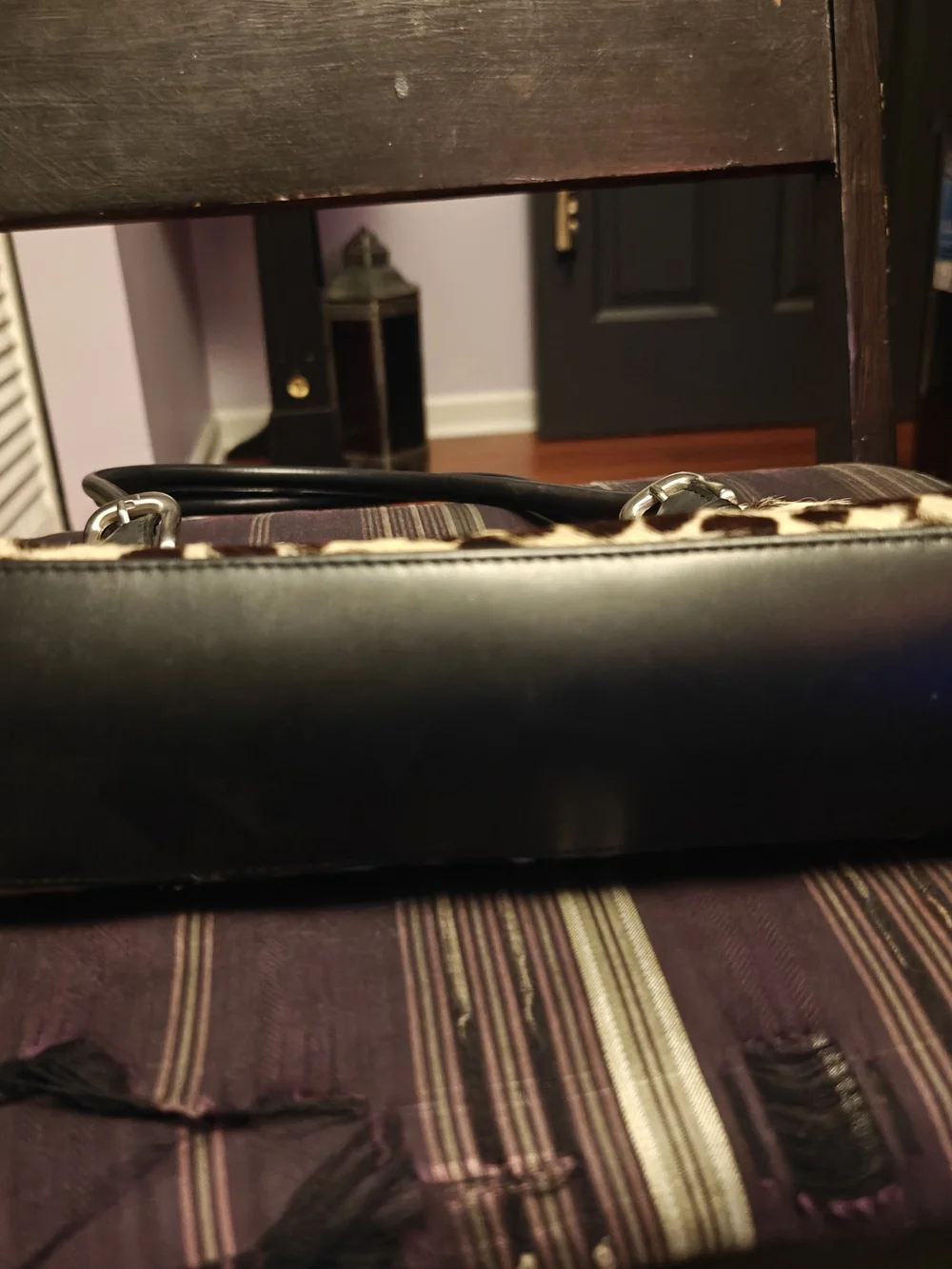 Express Leopard Print Satchel with Black Handles And Hair